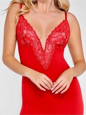 Popilush Red Lace Shape-wear Dress Retails $119 Size M
